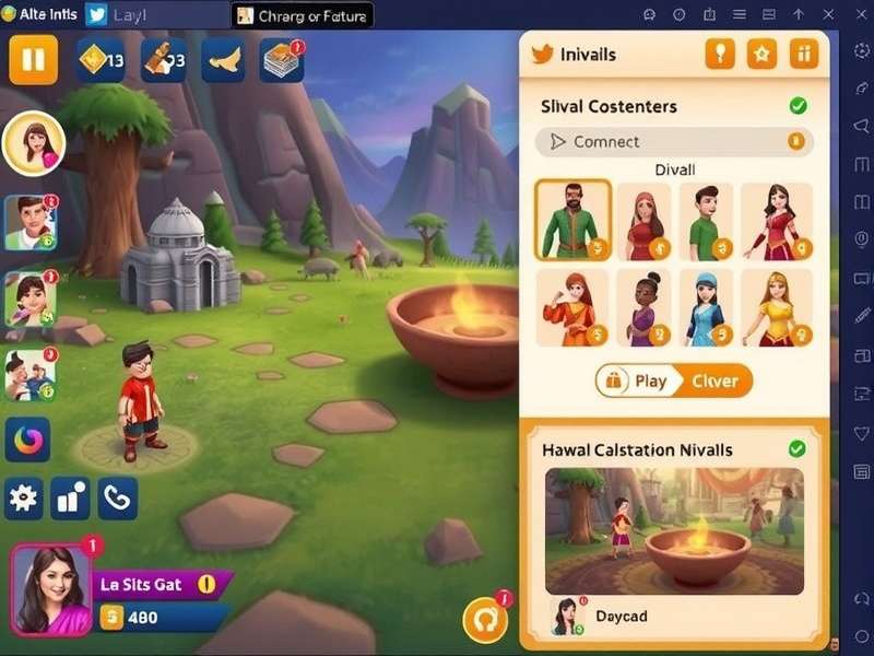 Laya Heroic Saga community event screenshot showing players gathered in virtual Diwali celebration
